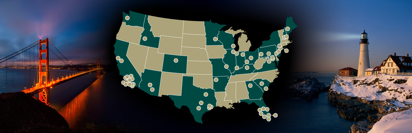 TRG USA Map TRG family of companies located on U.S. map