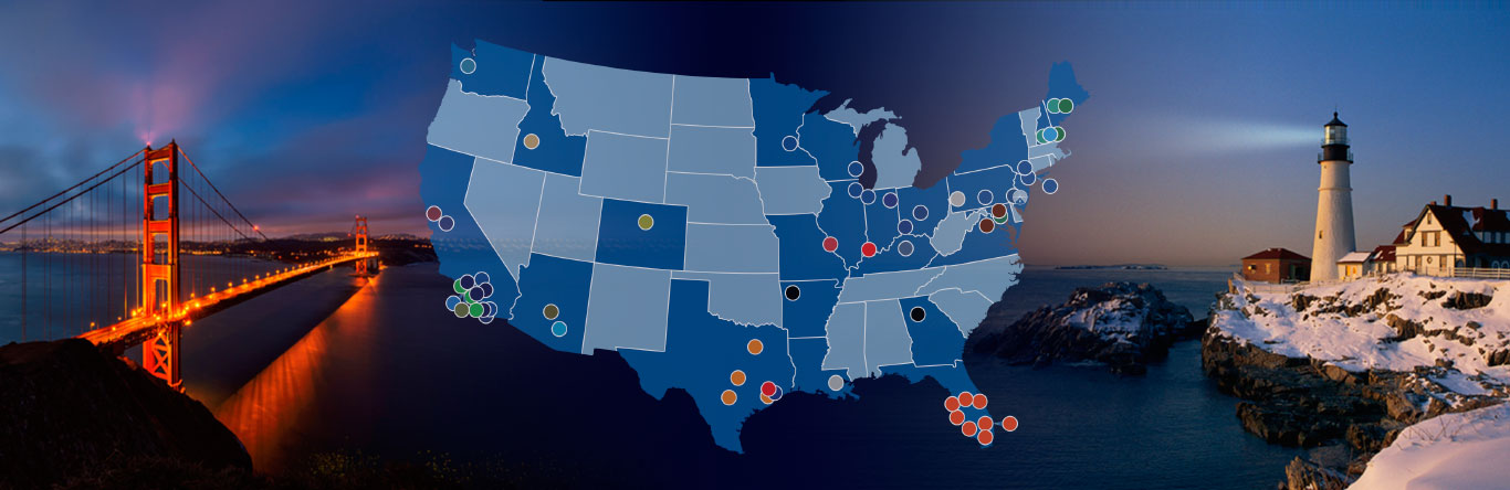 TRG USA Map TRG family of companies located on U.S. map